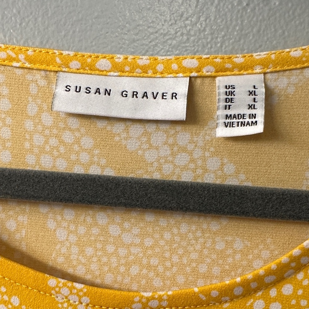 Susan Graver Yellow Patterned Blouse - Picture 2 of 5